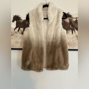 Chico’s - Ombré Faux Fur Vest - Ivory/Tan - Open Front - Size 0